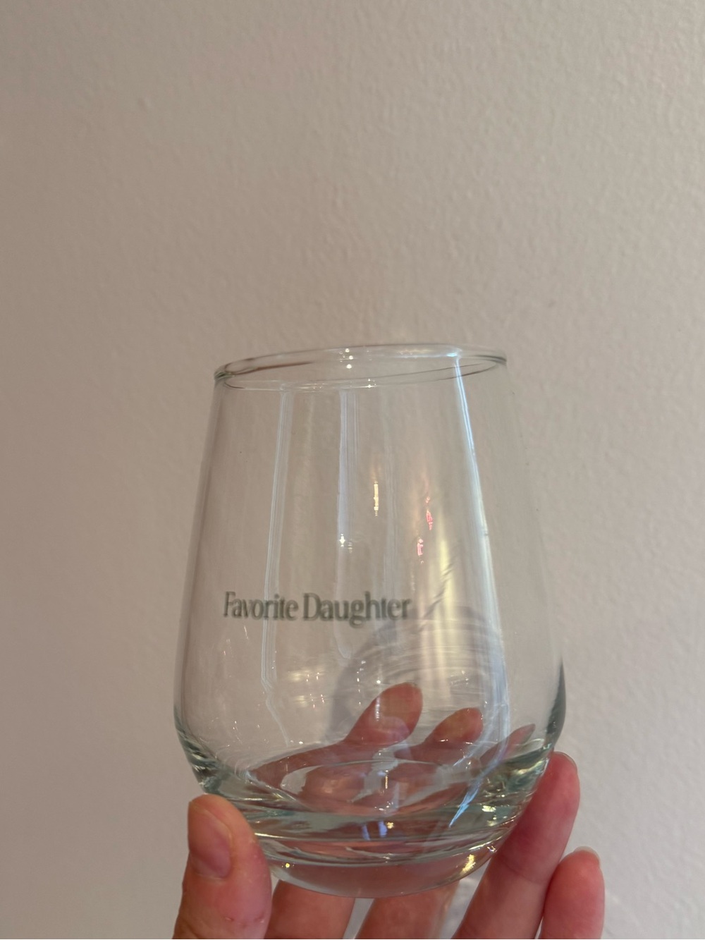 Favorite Daughter Clear Stemless Wine Glass